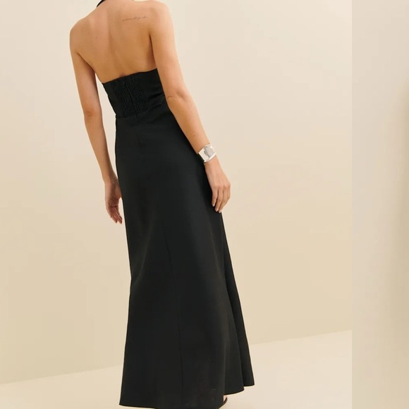 REFORMATION - Deliah 100 % Linen V Neck Halter Neckline Maxi Dress Size 16 - Picture 2 of 13